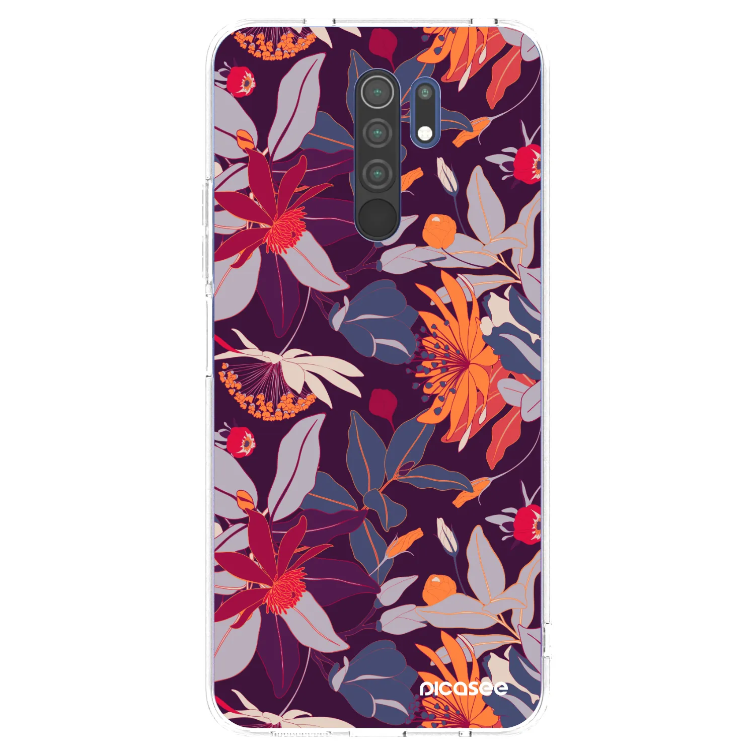 Picasee silikonový průhledný obal pro Xiaomi Redmi 9 - Purple Leaf