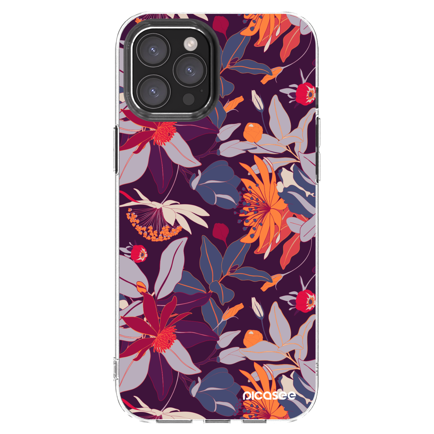 Picasee silikonový průhledný obal pro Apple iPhone 12 Pro Max - Purple Leaf