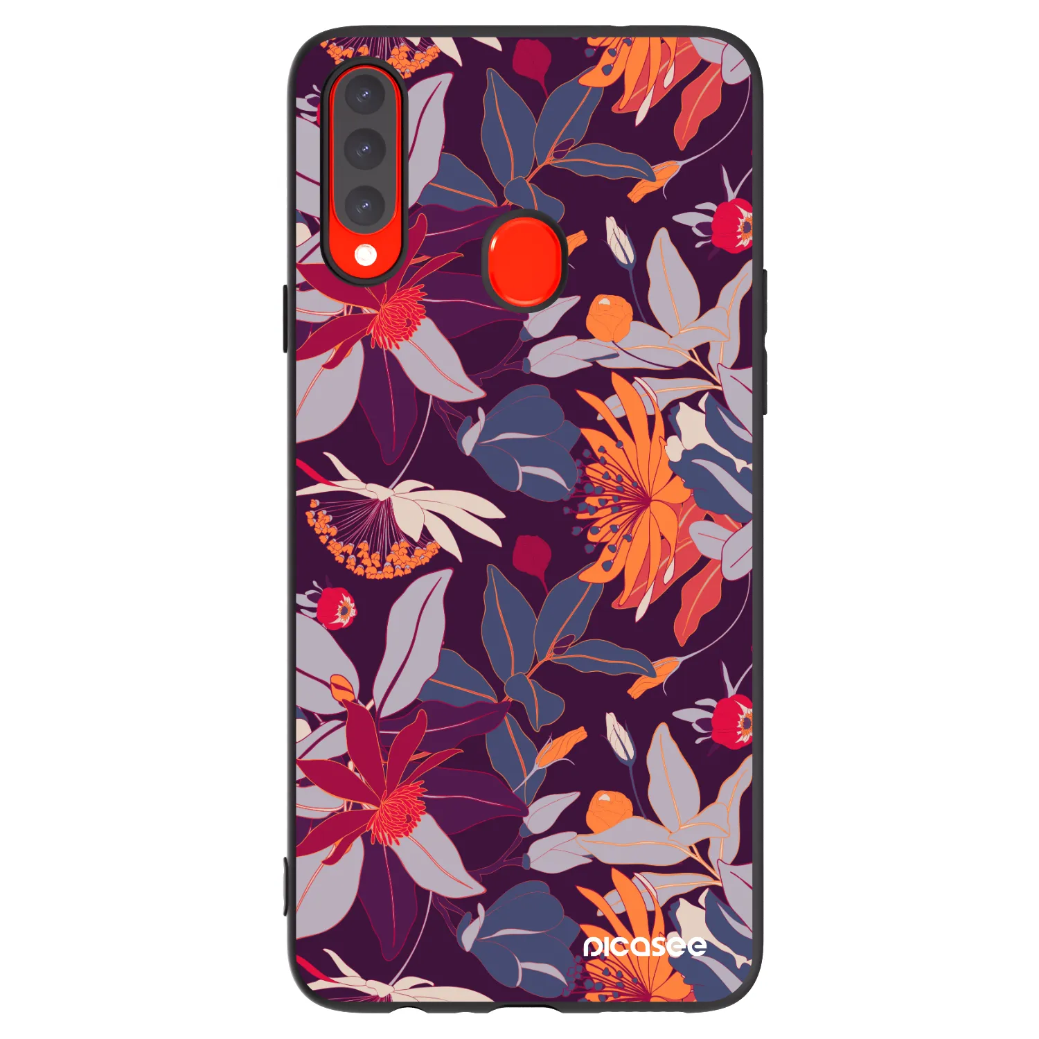 Picasee silikonový černý obal pro Samsung Galaxy A20s - Purple Leaf