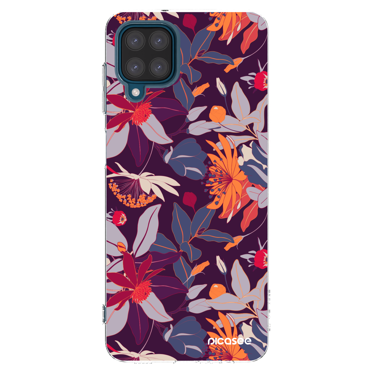 Picasee silikonový průhledný obal pro Samsung Galaxy A12 A125F - Purple Leaf