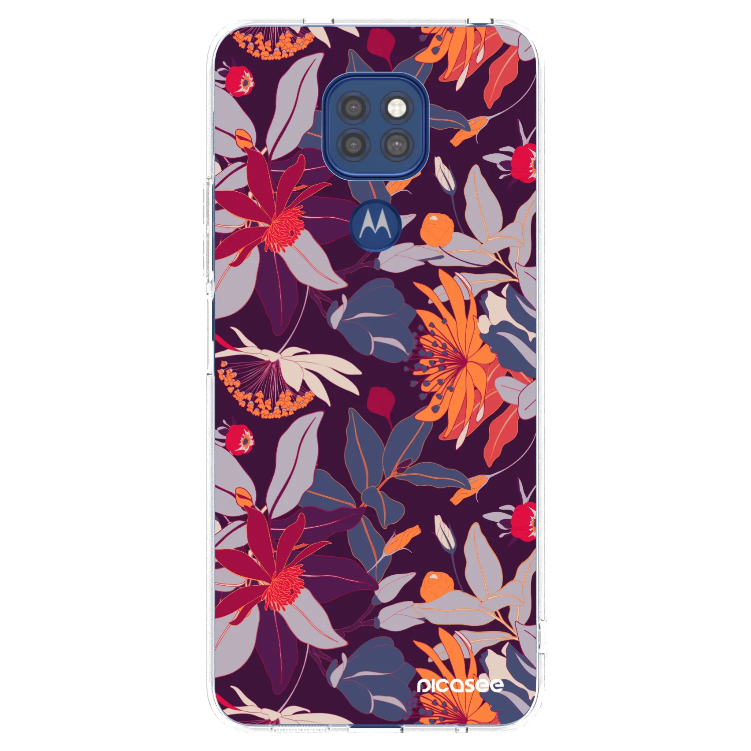 Picasee silikonový průhledný obal pro Motorola Moto G9 Play - Purple Leaf
