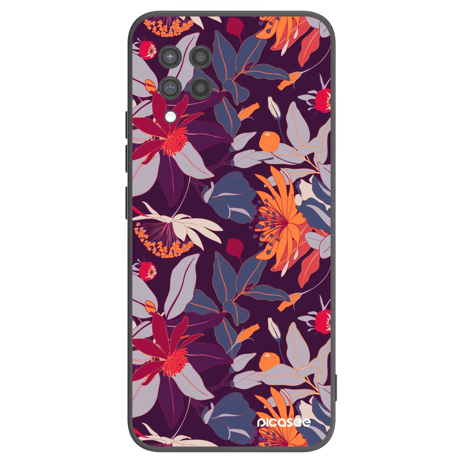 Picasee silikonový černý obal pro Samsung Galaxy A42 A426B - Purple Leaf