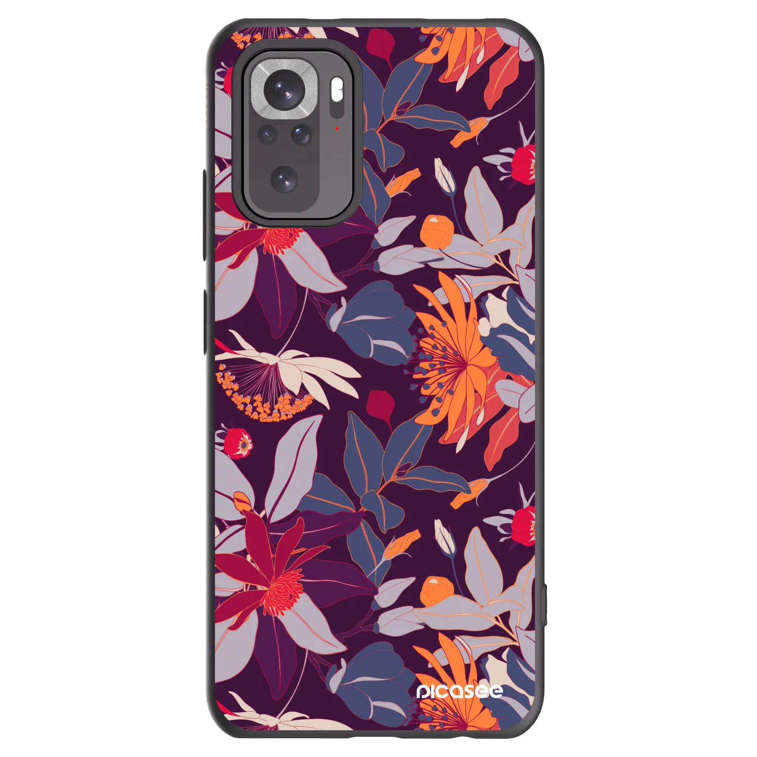 Picasee silikonový černý obal pro Xiaomi Redmi Note 10S - Purple Leaf