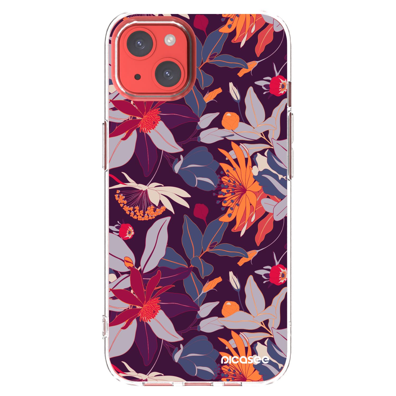 Picasee silikonový průhledný obal pro Apple iPhone 13 - Purple Leaf