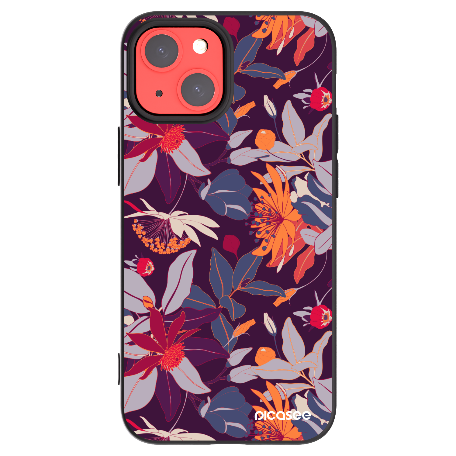 Picasee silikonový černý obal pro Apple iPhone 13 mini - Purple Leaf