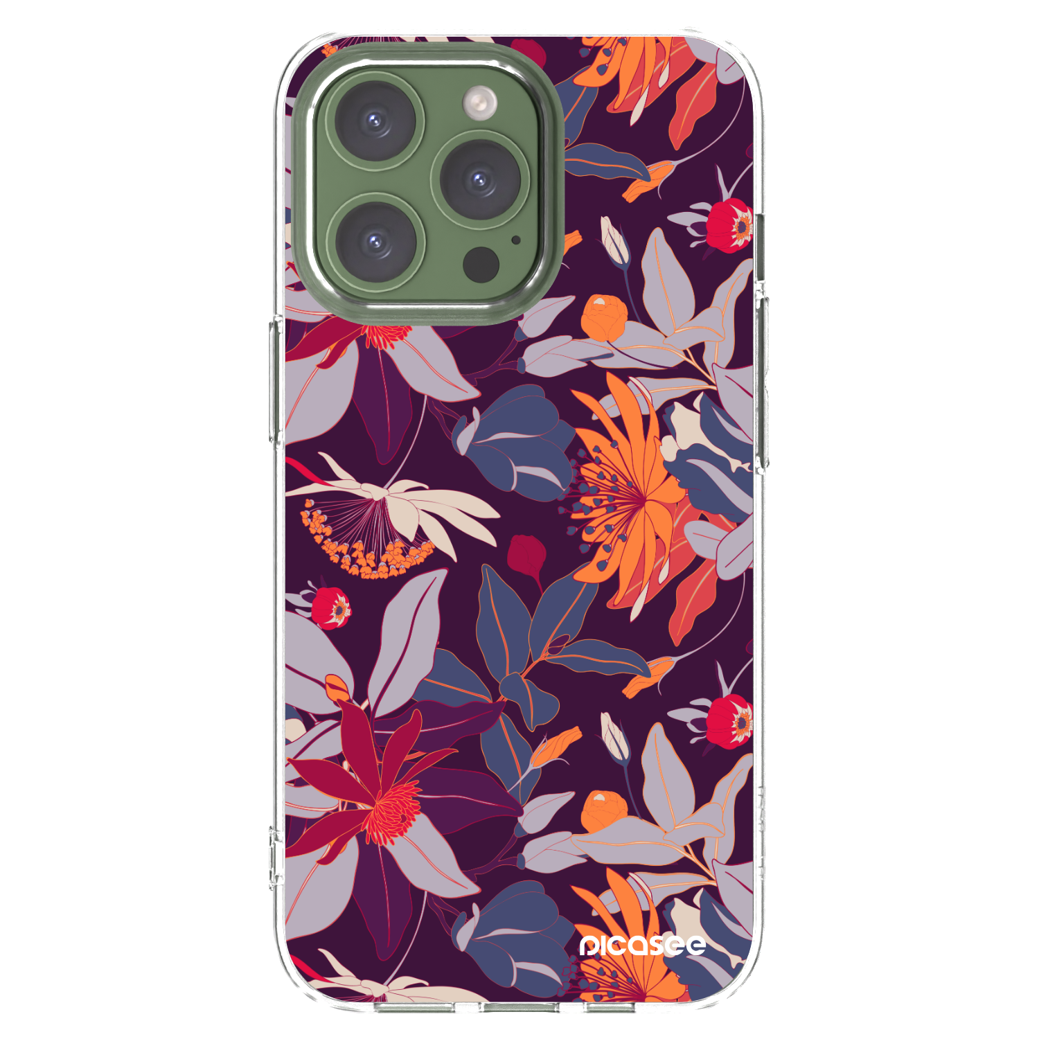Picasee silikonový průhledný obal pro Apple iPhone 13 Pro - Purple Leaf