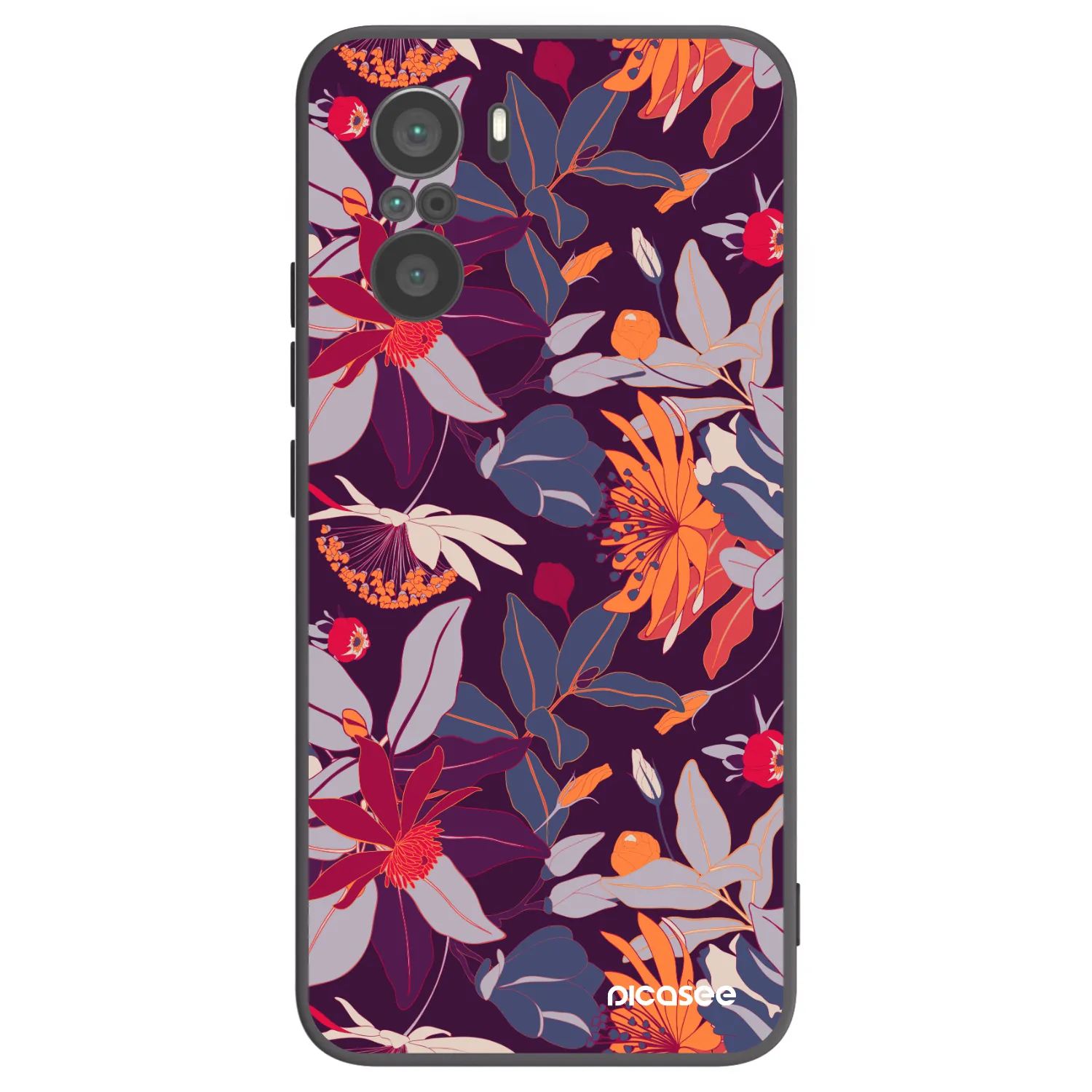 Picasee silikonový černý obal pro Xiaomi Poco F3 - Purple Leaf