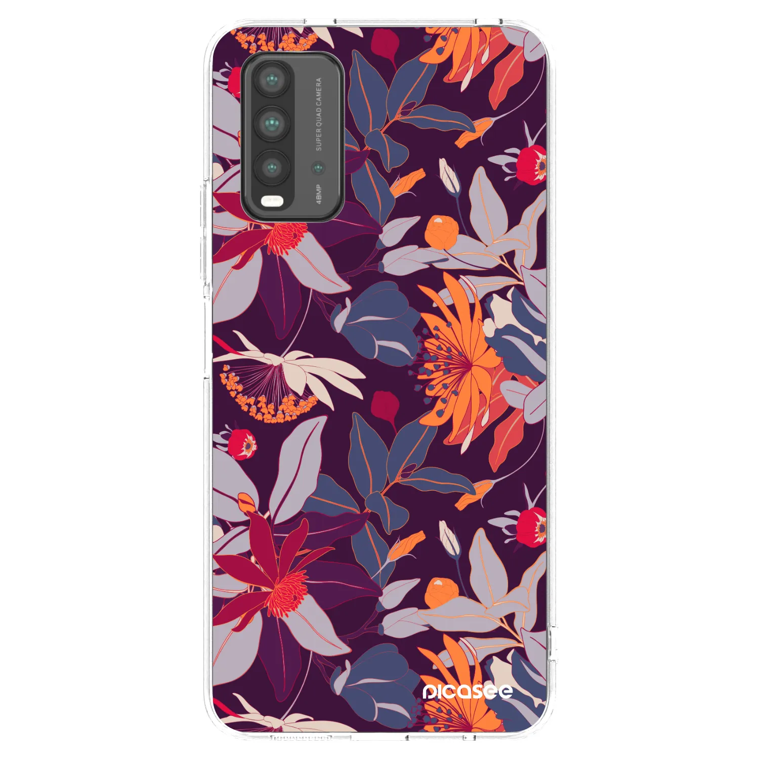 Picasee silikonový průhledný obal pro Xiaomi Redmi 9T - Purple Leaf