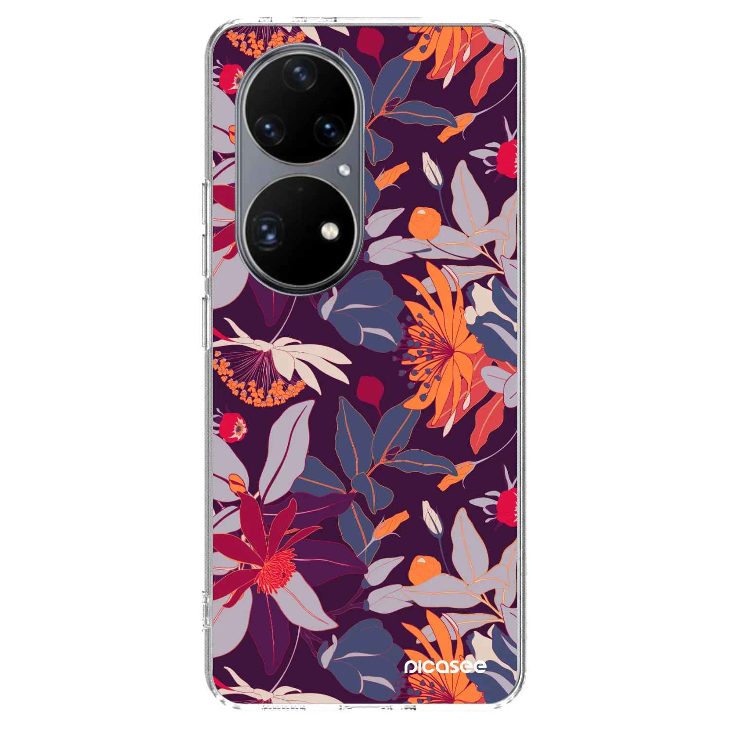 Picasee silikonový průhledný obal pro Huawei P50 - Purple Leaf