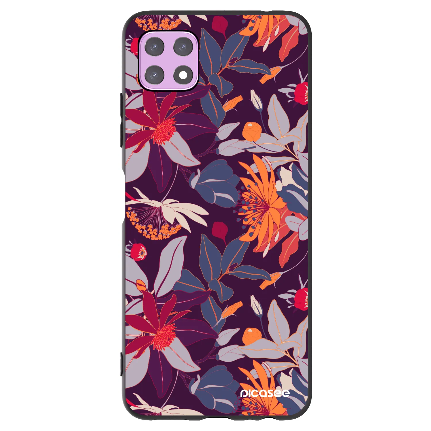 Picasee silikonový černý obal pro Samsung Galaxy A22 A226B 5G - Purple Leaf