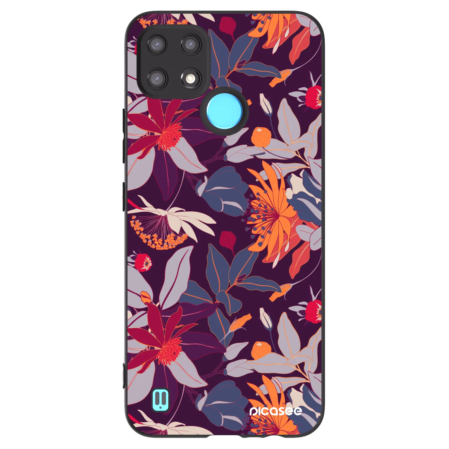 Picasee silikonový černý obal pro Realme C21 - Purple Leaf