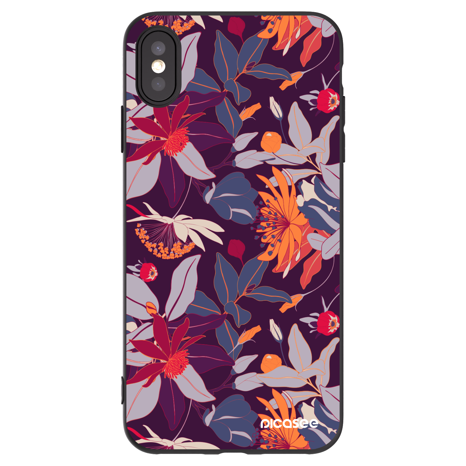 Picasee silikonový černý obal pro Apple iPhone XS Max - Purple Leaf