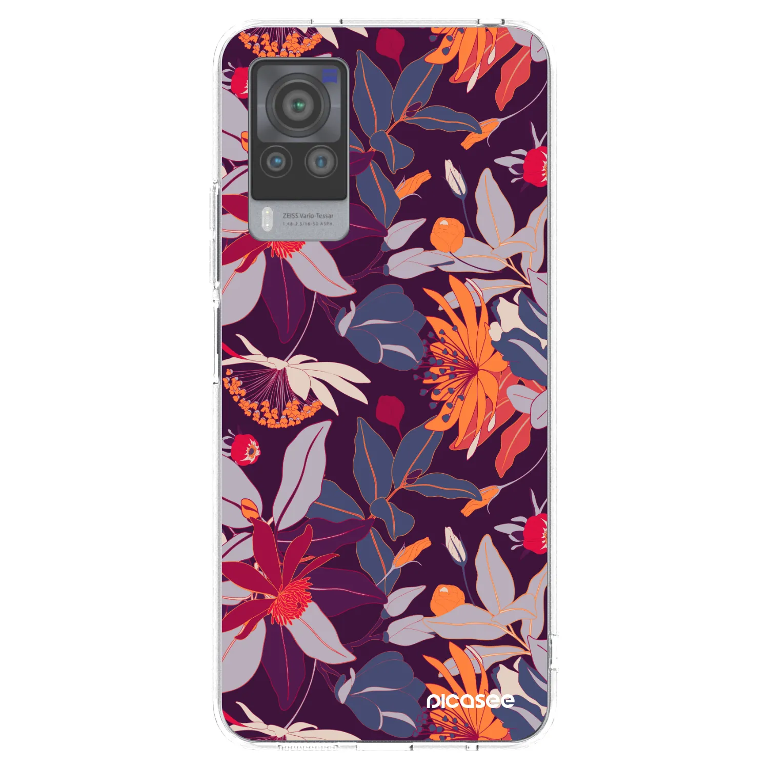 Picasee silikonový průhledný obal pro Vivo X60 Pro 5G - Purple Leaf