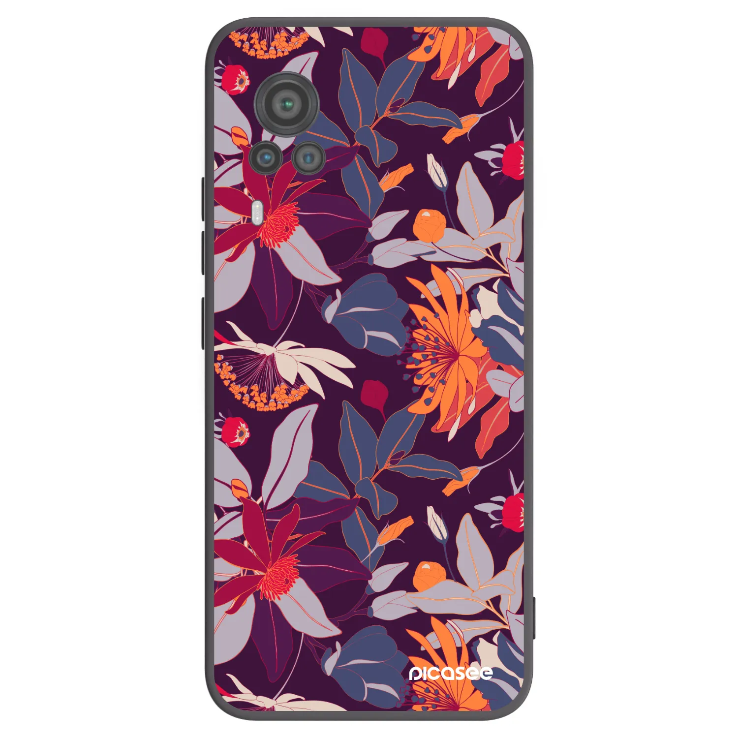 Picasee silikonový černý obal pro Vivo X60 Pro 5G - Purple Leaf