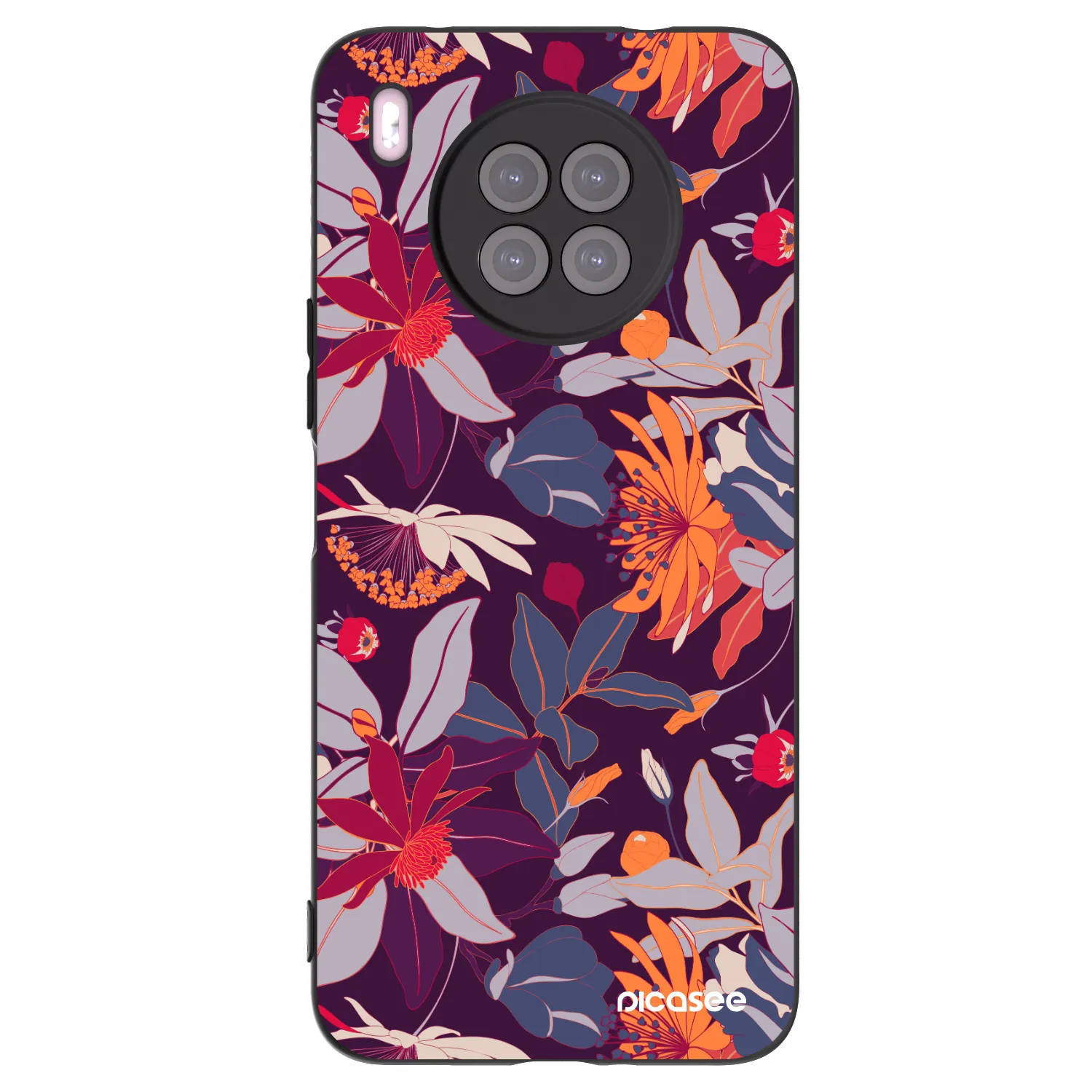 Picasee silikonový černý obal pro Huawei Nova 8i - Purple Leaf