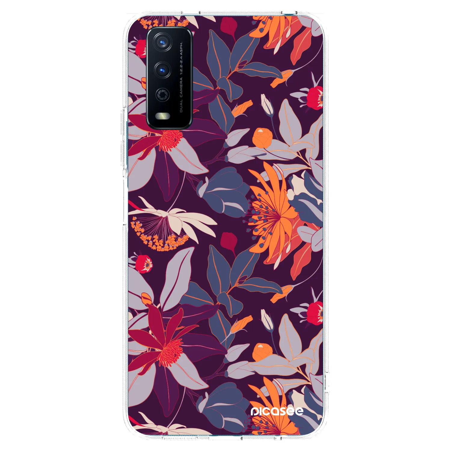 Picasee silikonový průhledný obal pro Vivo Y11s - Purple Leaf