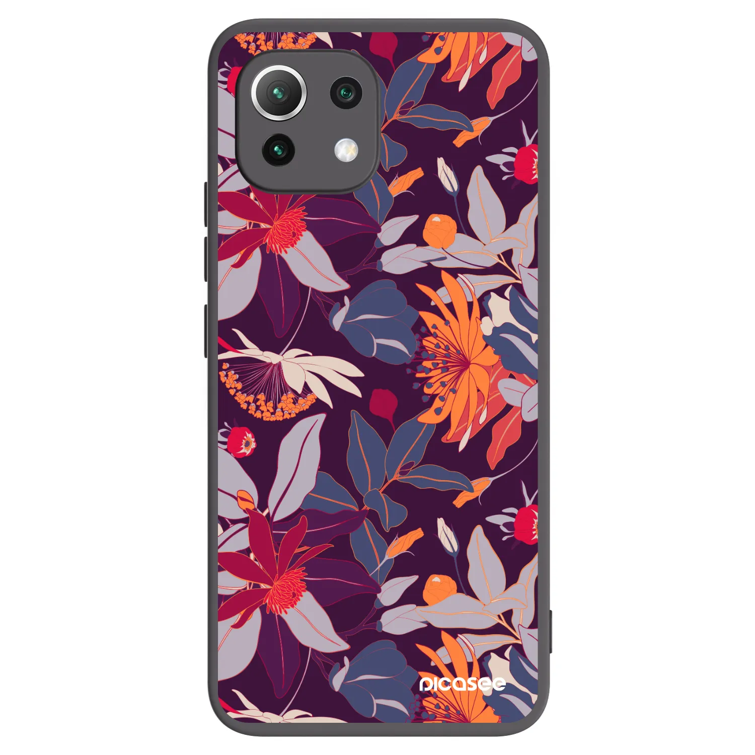 Picasee silikonový černý obal pro Xiaomi 11 Lite 5G NE - Purple Leaf