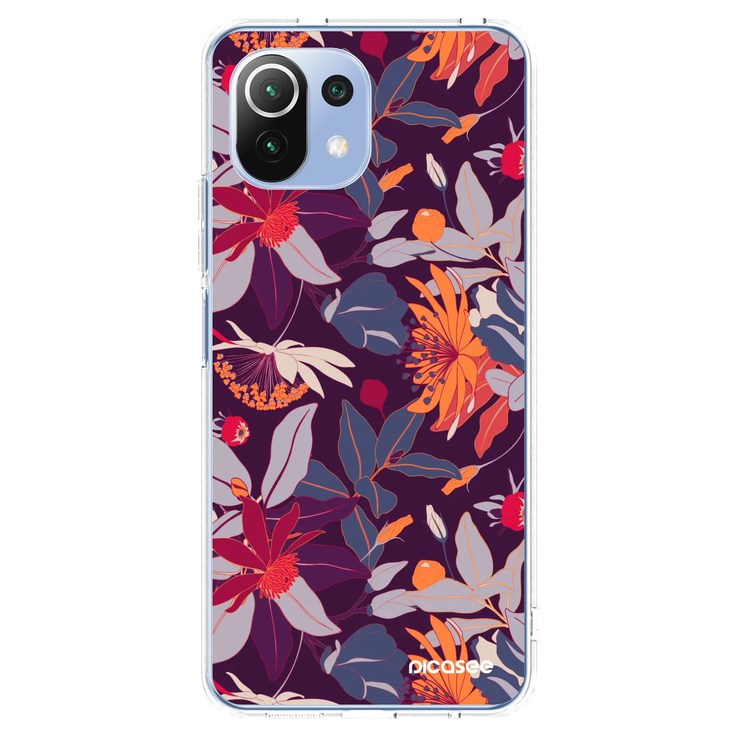 Picasee silikonový průhledný obal pro Xiaomi 11 Lite 5G NE - Purple Leaf