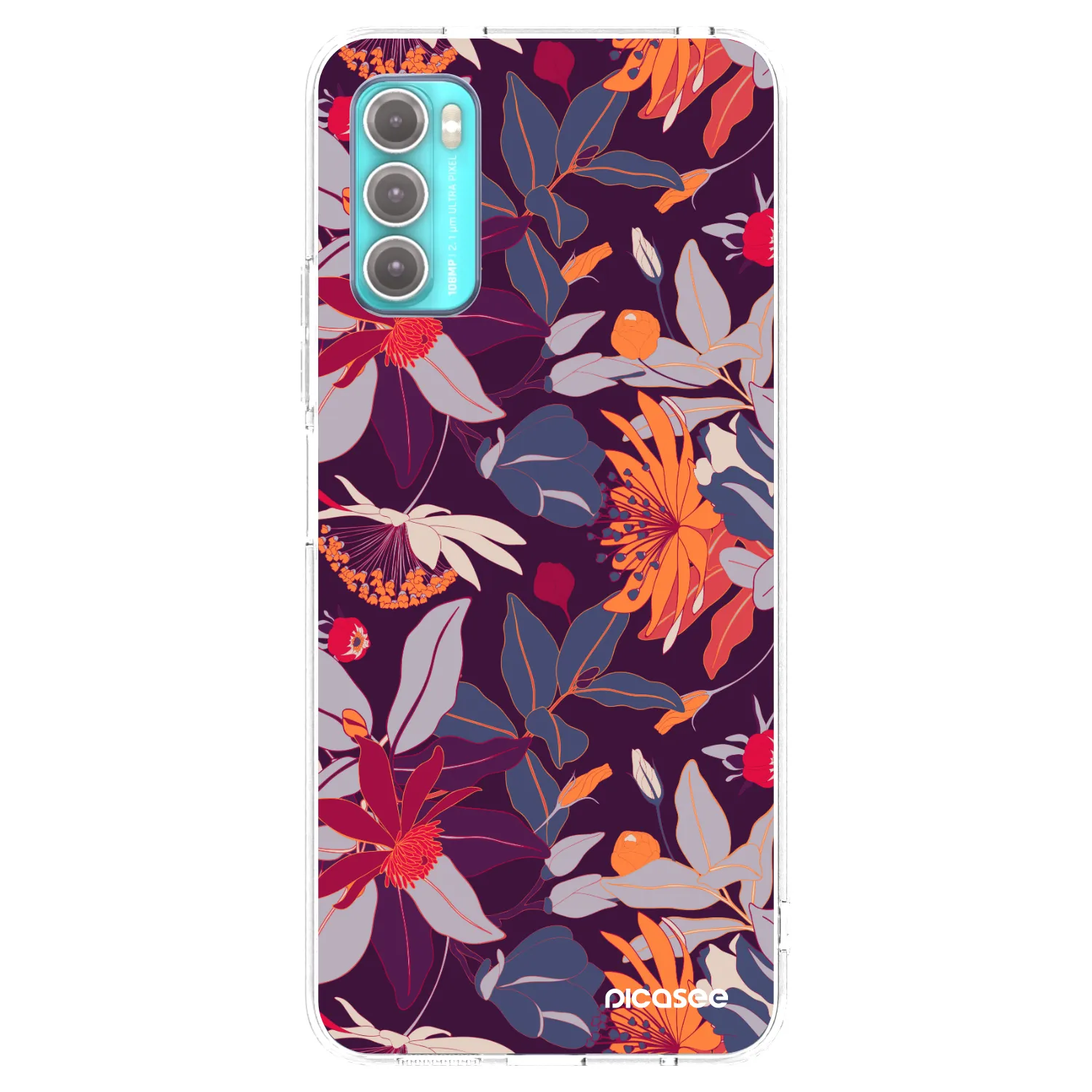 Picasee silikonový průhledný obal pro Motorola Moto G60 - Purple Leaf