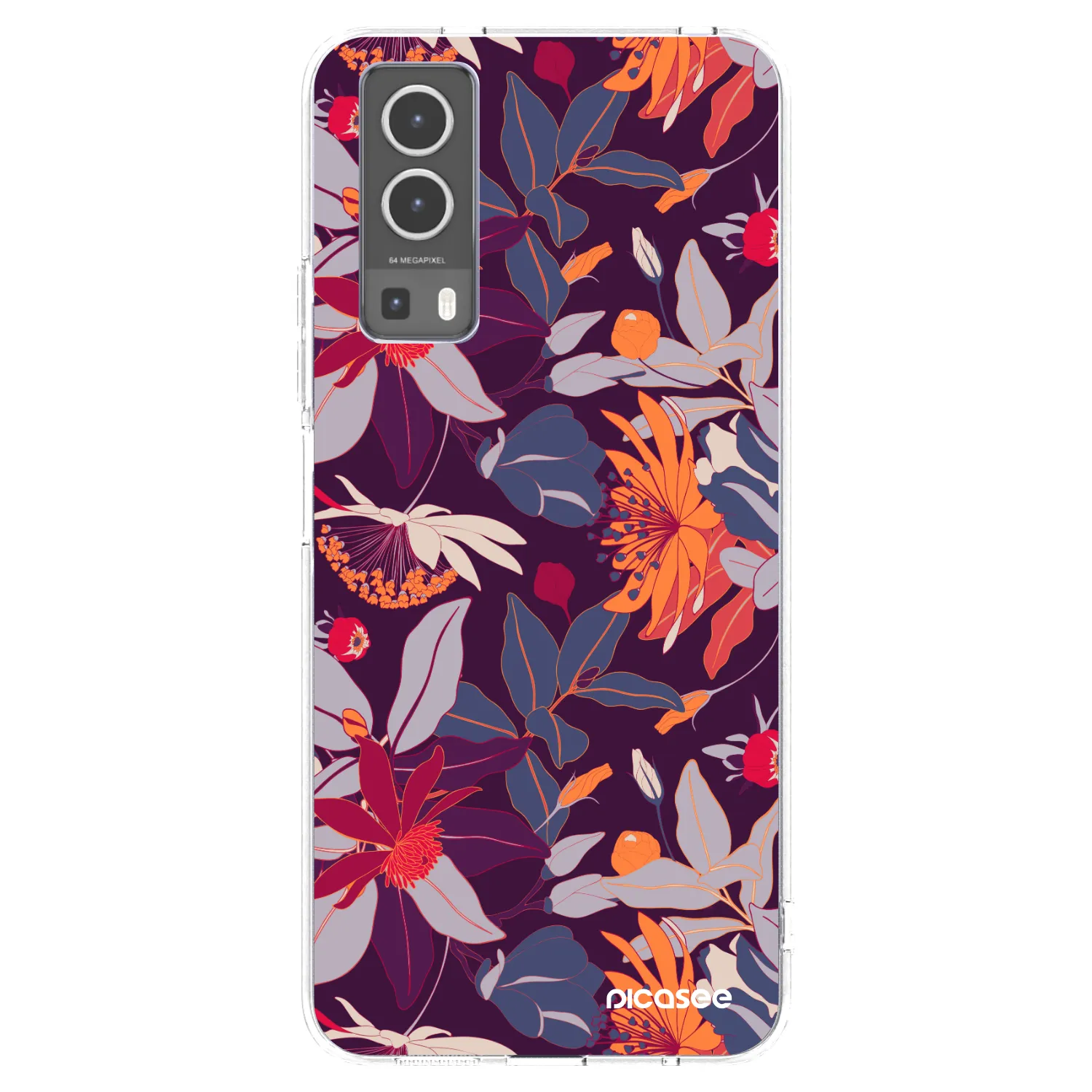Picasee silikonový průhledný obal pro Vivo Y72 5G - Purple Leaf