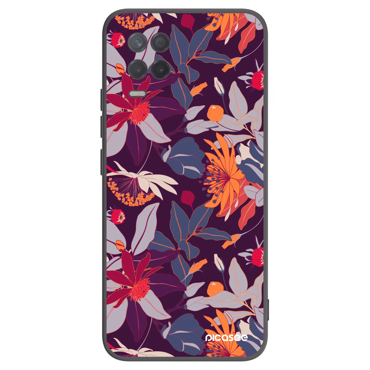 Picasee silikonový černý obal pro Realme 8 5G - Purple Leaf
