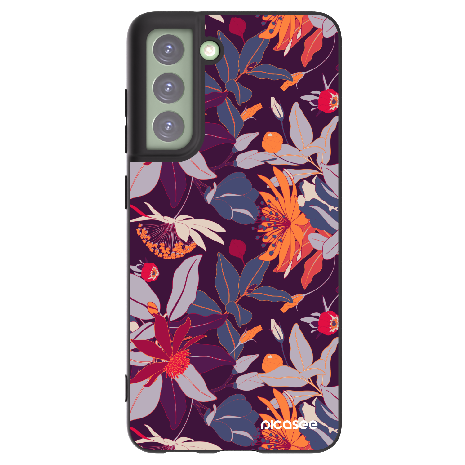 Picasee silikonový černý obal pro Samsung Galaxy S21 FE 5G - Purple Leaf