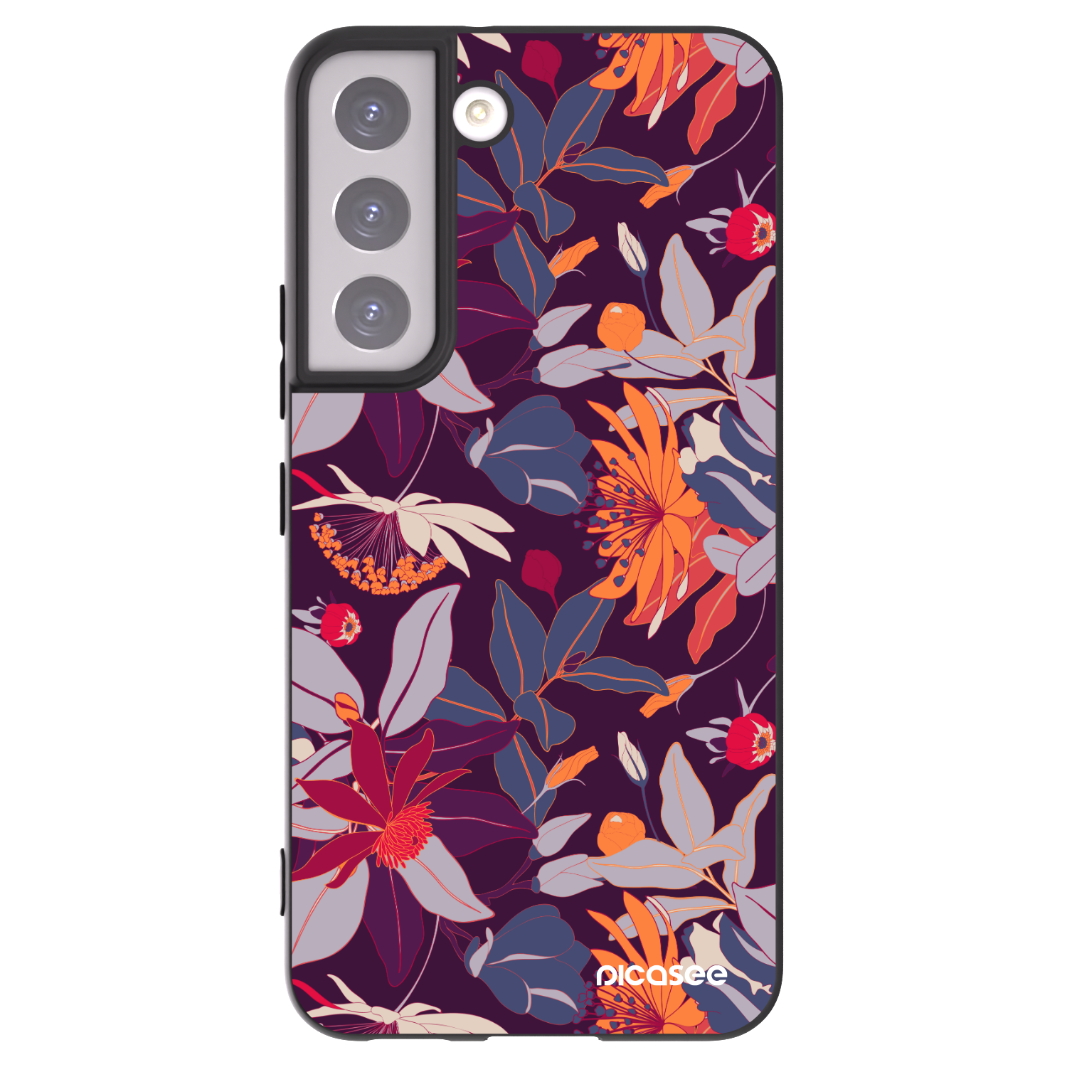 Picasee silikonový černý obal pro Samsung Galaxy S22 5G - Purple Leaf