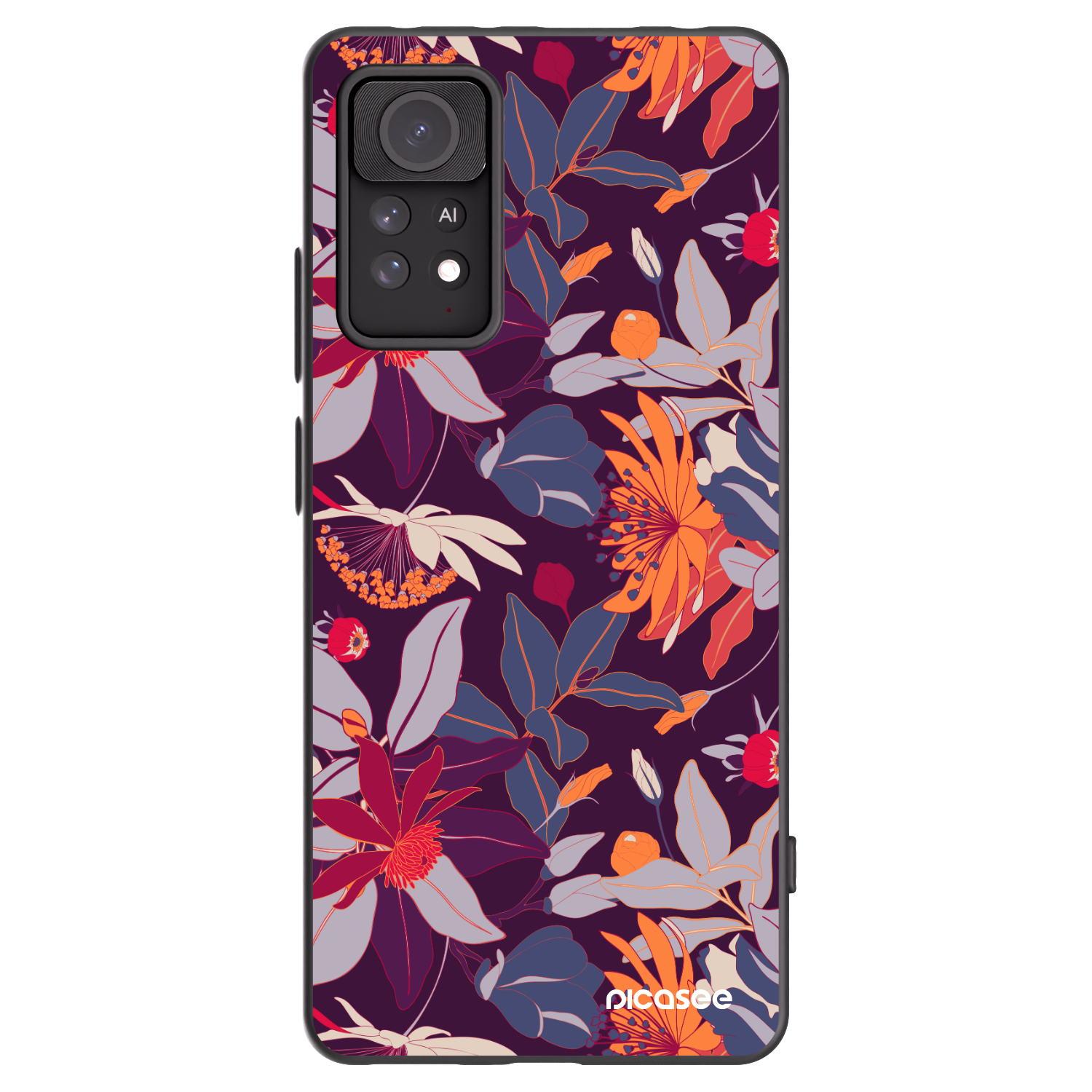 Picasee silikonový černý obal pro Xiaomi Redmi Note 11 Pro 5G - Purple Leaf