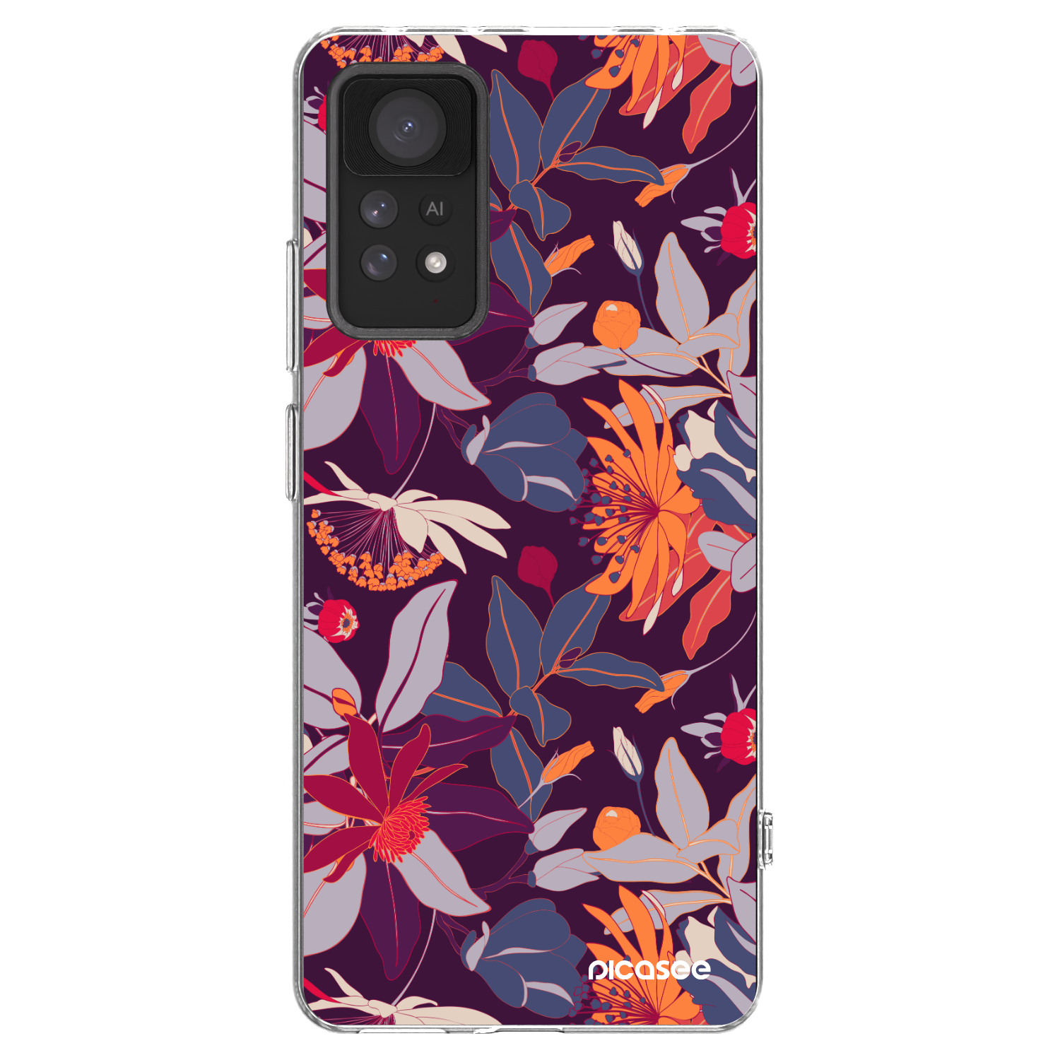 Picasee silikonový průhledný obal pro Xiaomi Redmi Note 11 Pro 5G - Purple Leaf