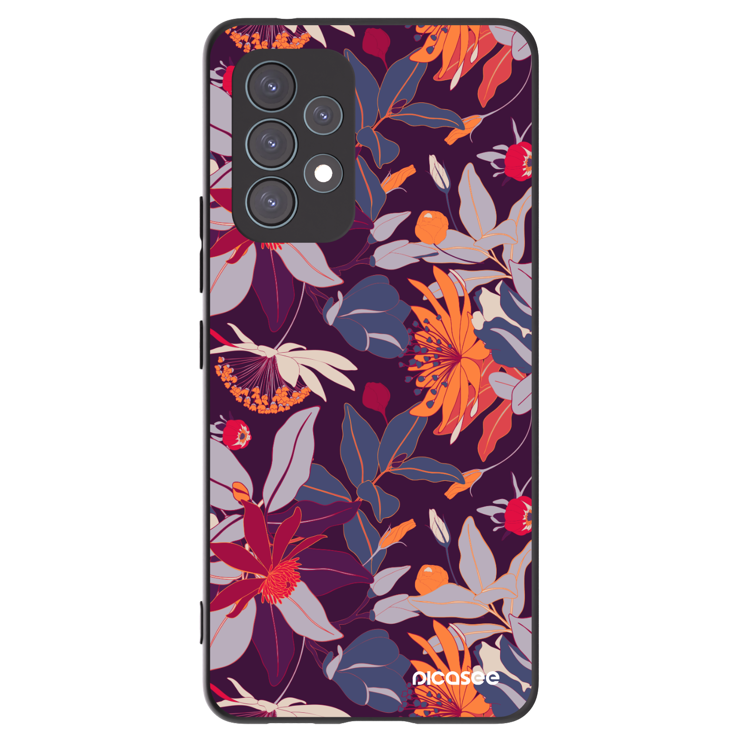 Picasee silikonový černý obal pro Samsung Galaxy A53 5G A536 - Purple Leaf