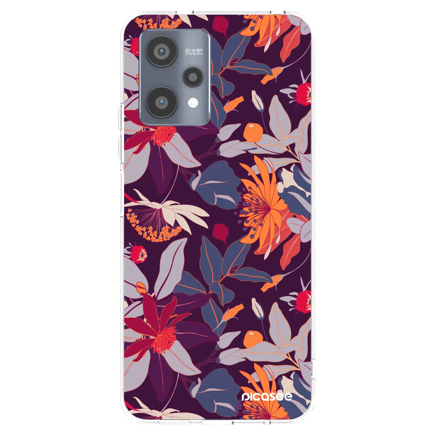 Picasee silikonový průhledný obal pro Realme 9 Pro 5G - Purple Leaf
