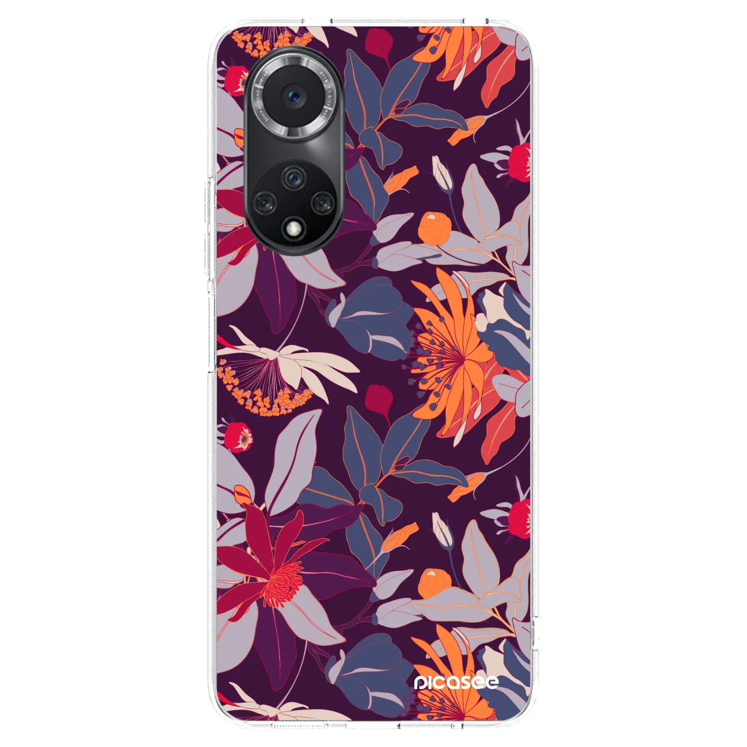 Picasee silikonový průhledný obal pro Huawei Nova 9 SE - Purple Leaf