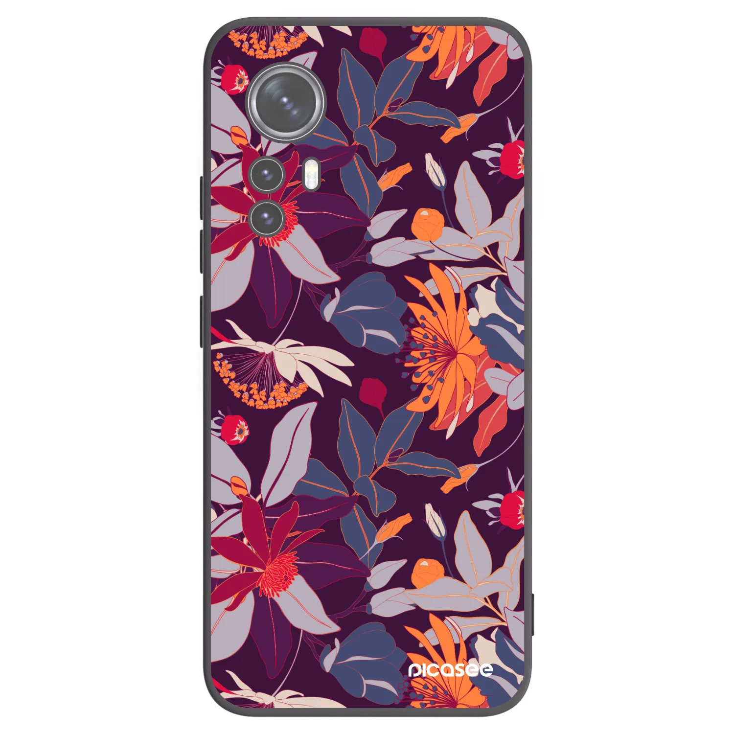 Picasee silikonový černý obal pro Xiaomi 12 - Purple Leaf