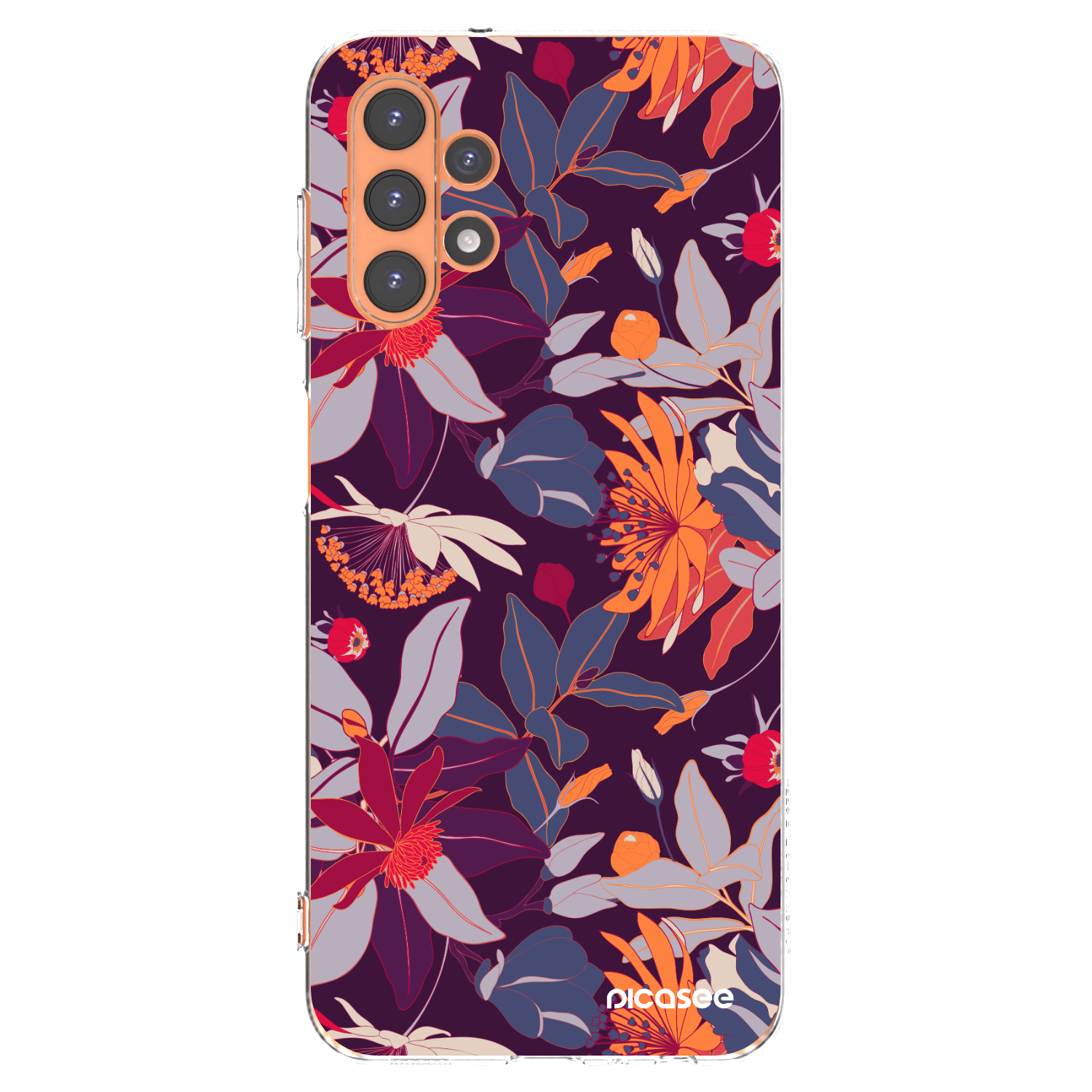 Picasee silikonový průhledný obal pro Samsung Galaxy A13 4G A135 - Purple Leaf