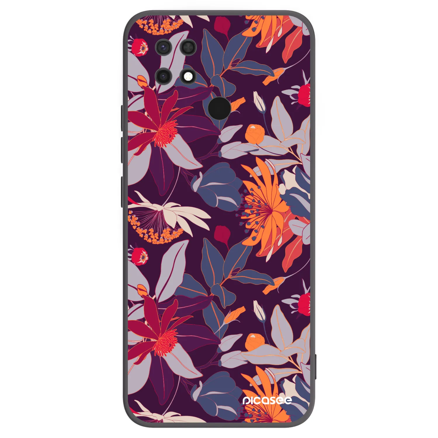 Picasee silikonový černý obal pro Xiaomi Redmi 10C - Purple Leaf