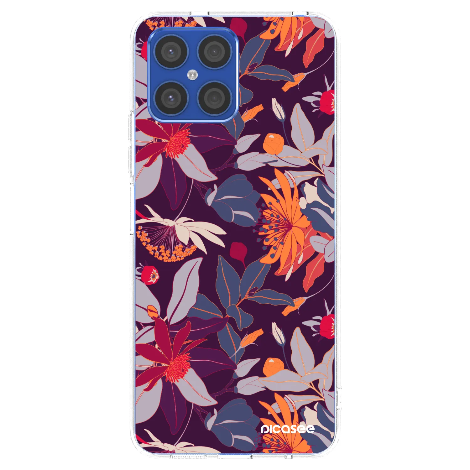 Picasee silikonový průhledný obal pro Honor X8 4G - Purple Leaf