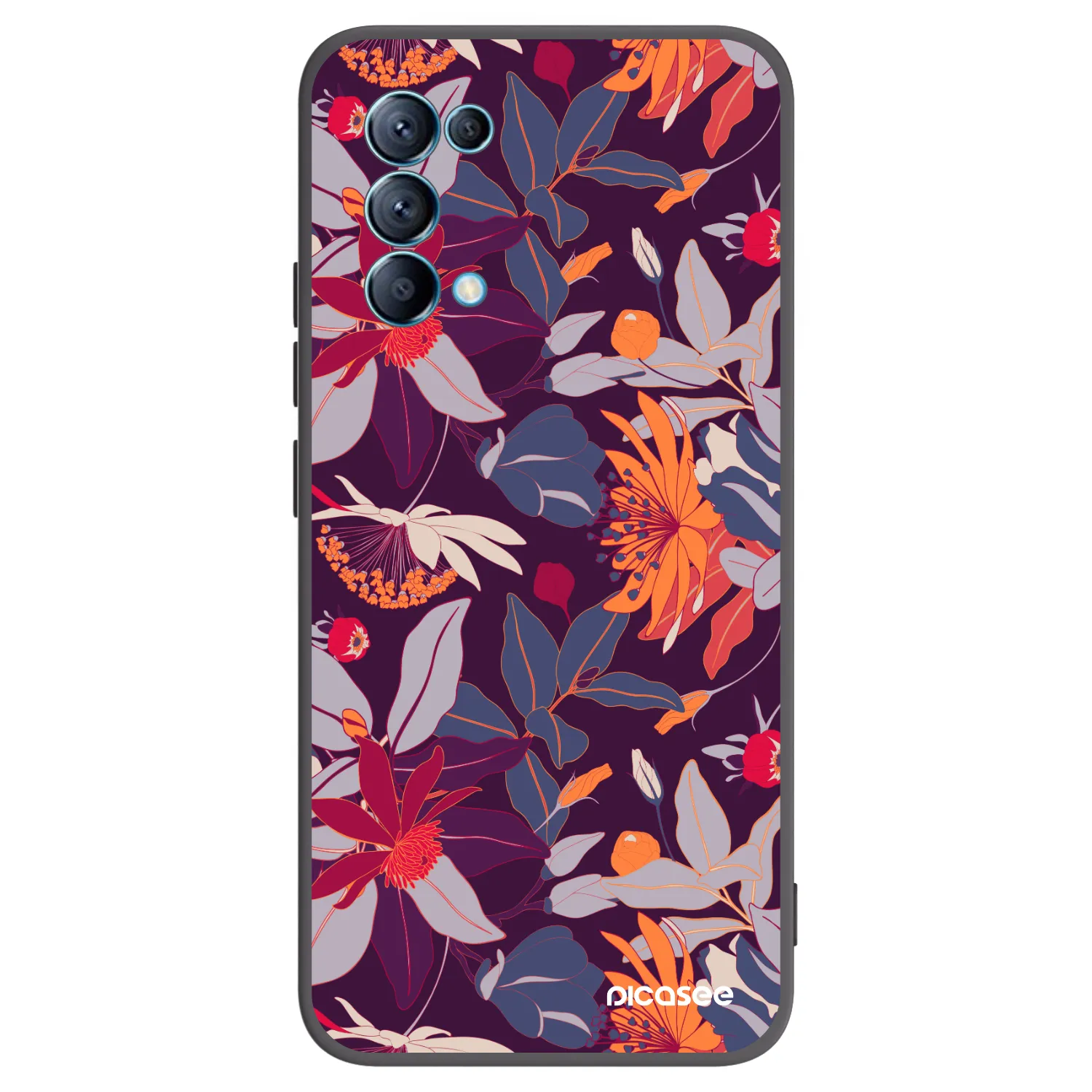 Picasee silikonový černý obal pro OPPO Reno 5 5G - Purple Leaf