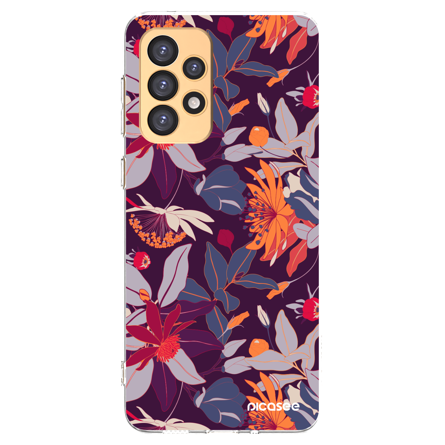 Picasee silikonový průhledný obal pro Samsung Galaxy A33 5G A336 - Purple Leaf