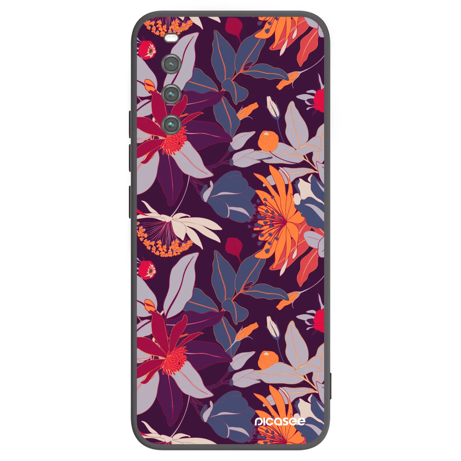 Picasee silikonový černý obal pro Sony Xperia 10 IV 5G - Purple Leaf