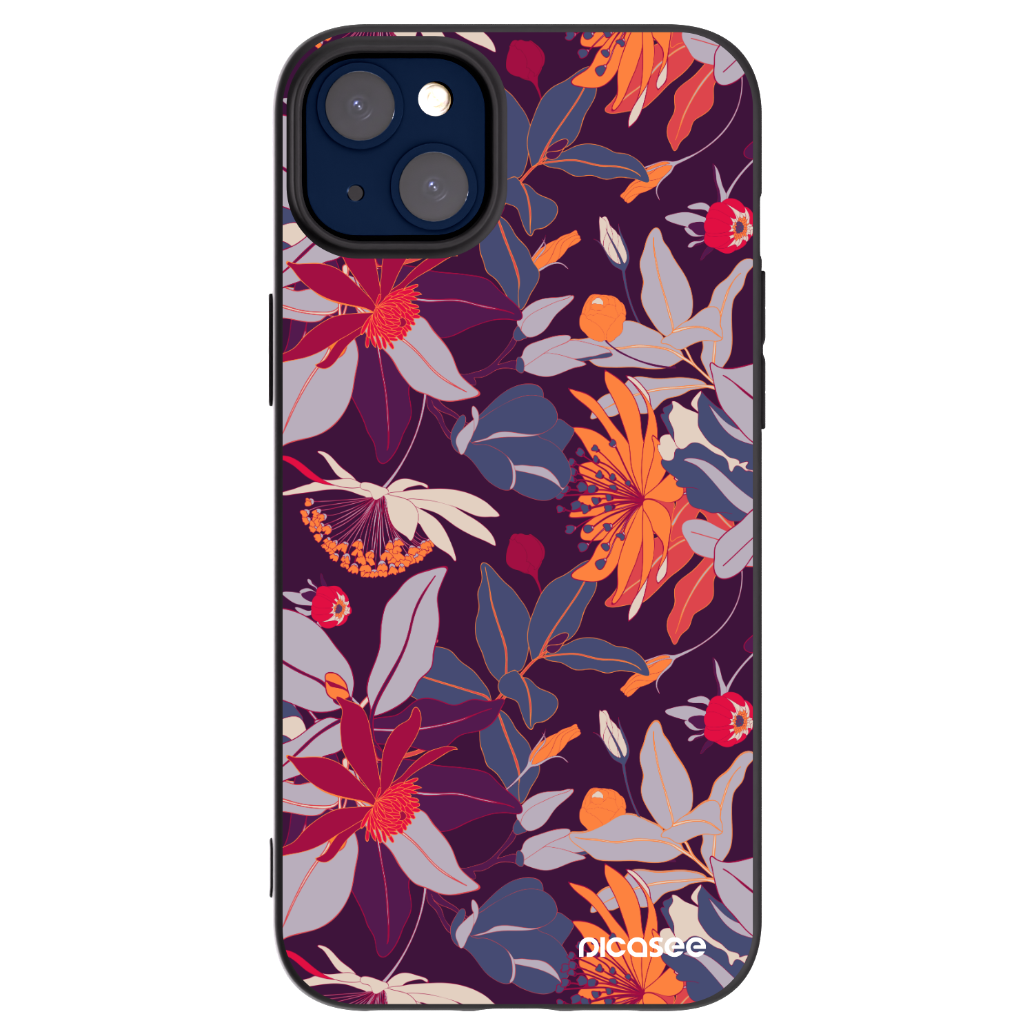 Picasee silikonový černý obal pro Apple iPhone 14 Plus - Purple Leaf