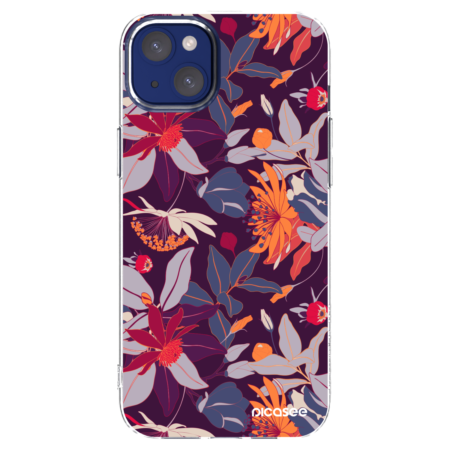 Picasee silikonový průhledný obal pro Apple iPhone 14 Plus - Purple Leaf
