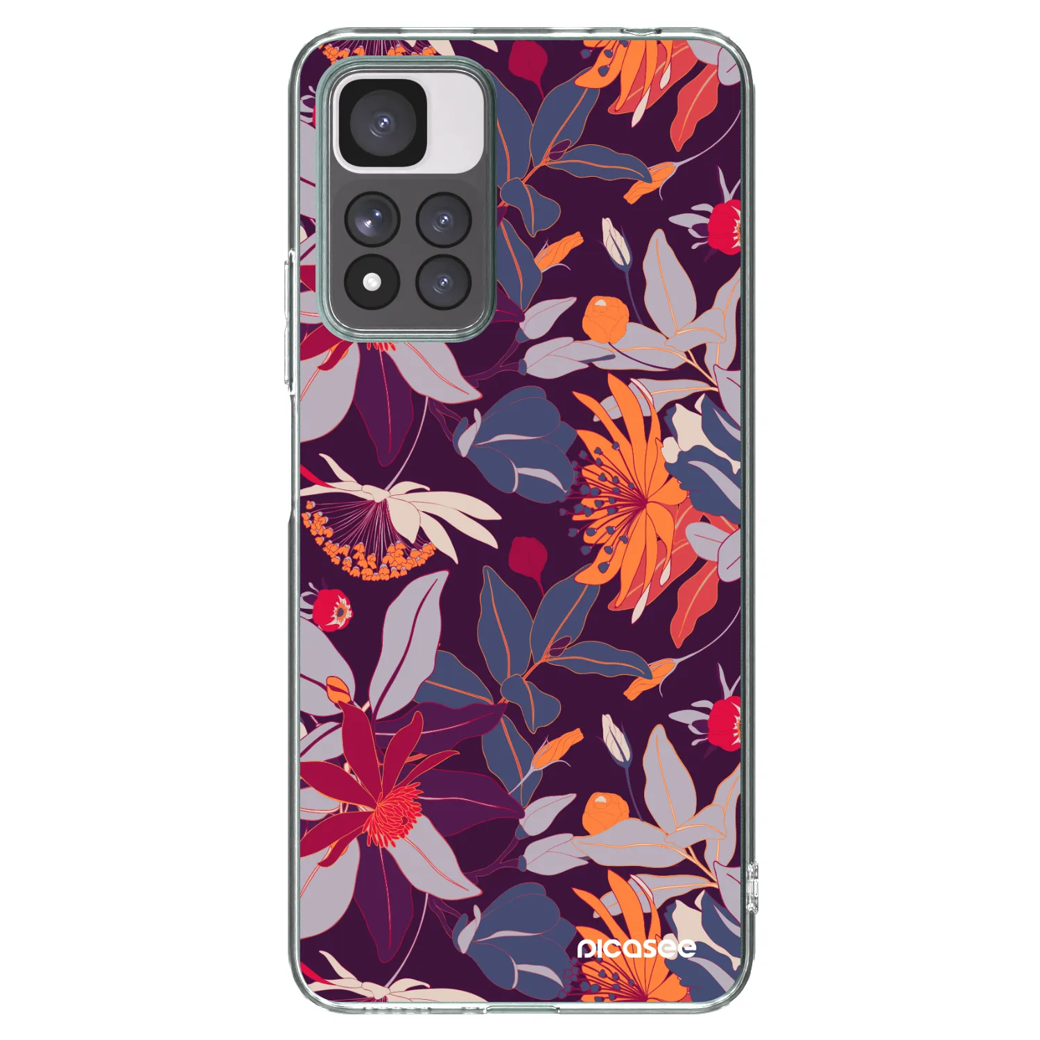 Picasee silikonový průhledný obal pro Xiaomi Redmi Note 11 Pro+ 5G - Purple Leaf