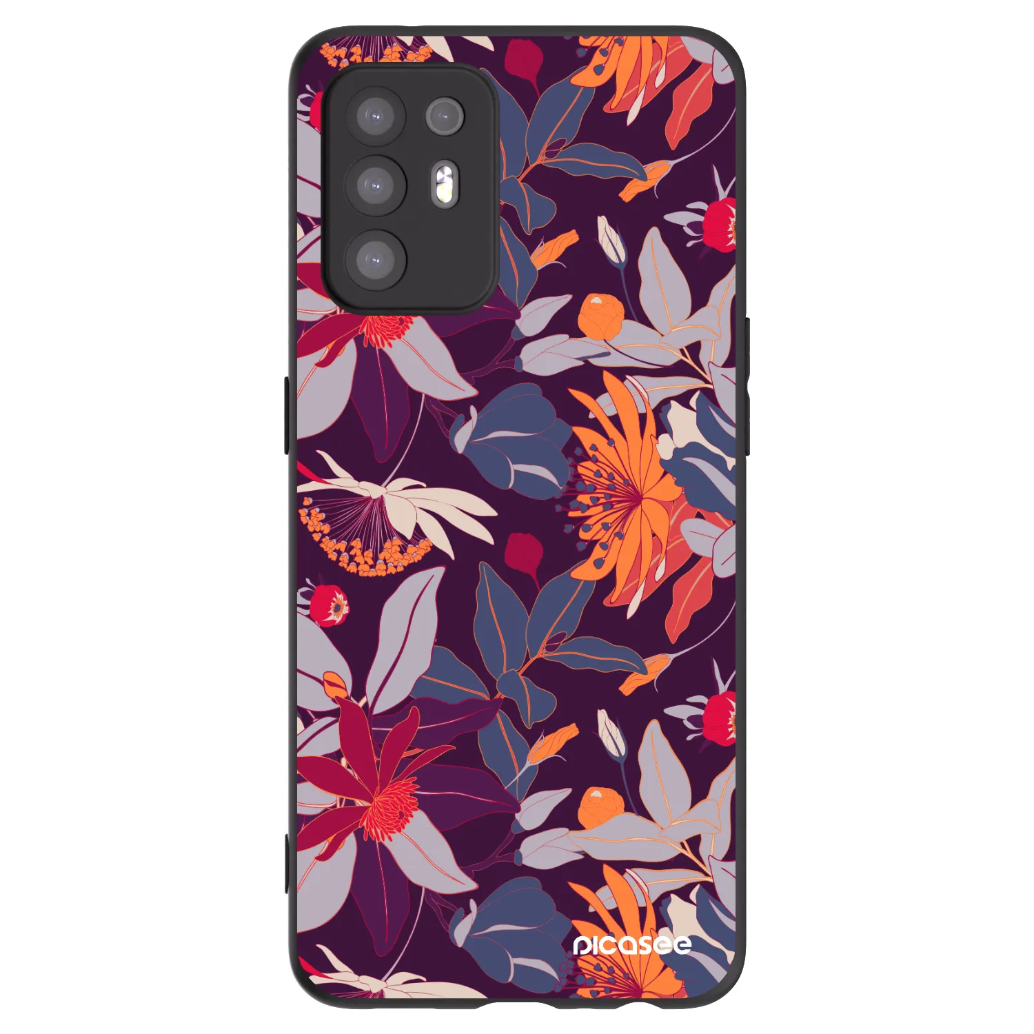 Picasee silikonový černý obal pro OPPO A94 5G - Purple Leaf