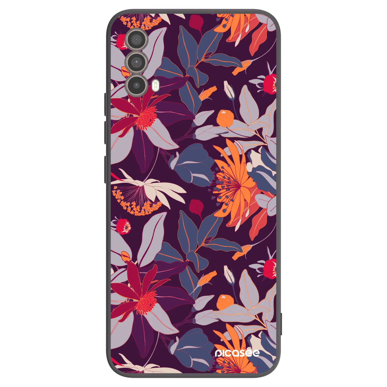 Picasee silikonový černý obal pro Motorola Moto E40 - Purple Leaf