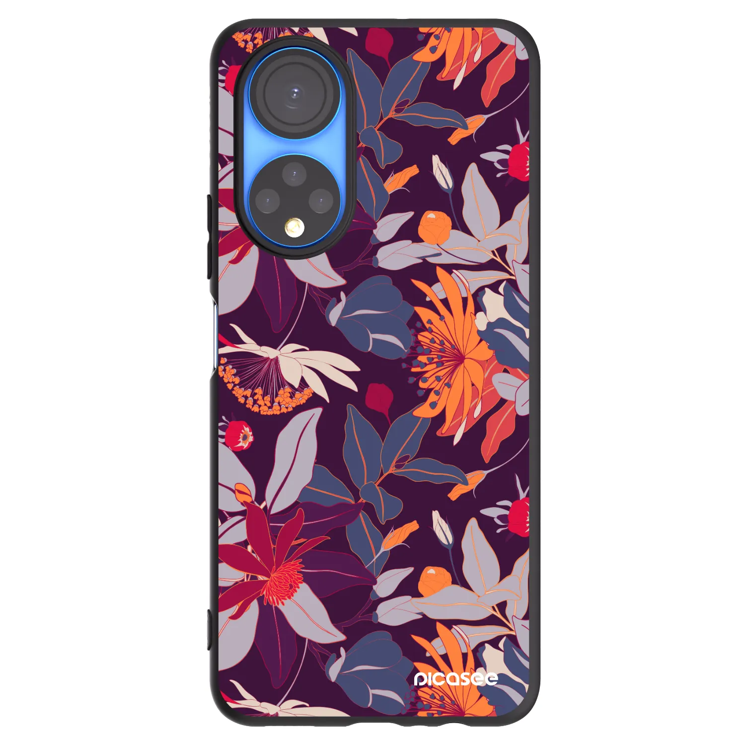 Picasee silikonový černý obal pro Honor X7 - Purple Leaf