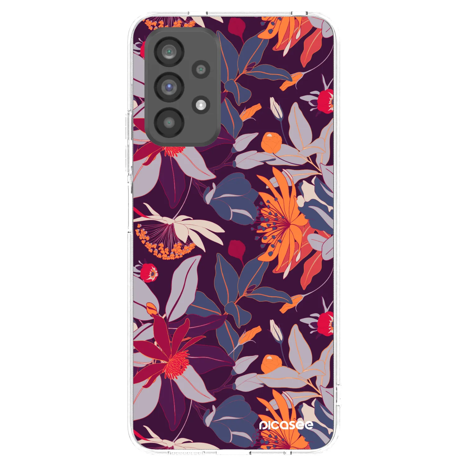 Picasee silikonový průhledný obal pro Samsung Galaxy A73 5G - Purple Leaf