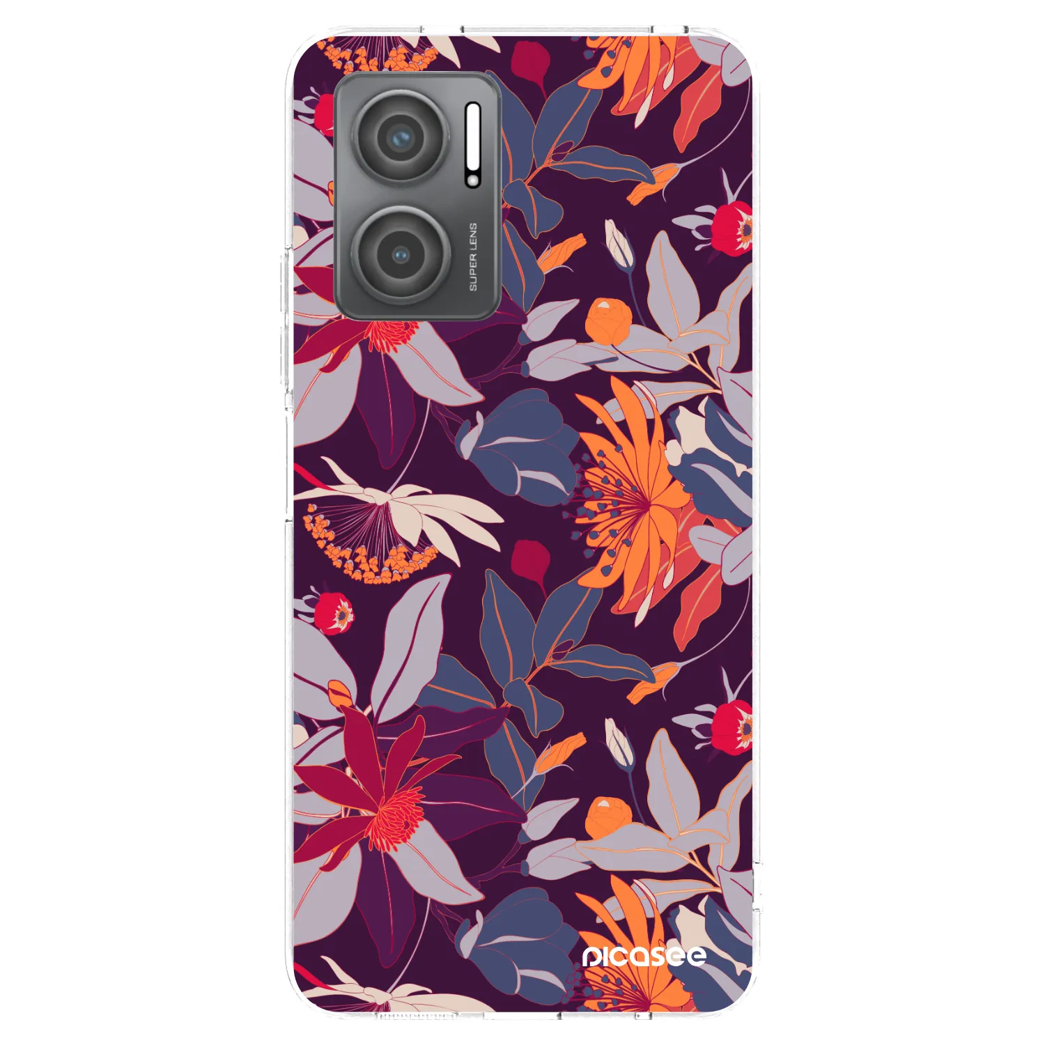 Picasee silikonový průhledný obal pro Xiaomi Redmi 10 5G - Purple Leaf