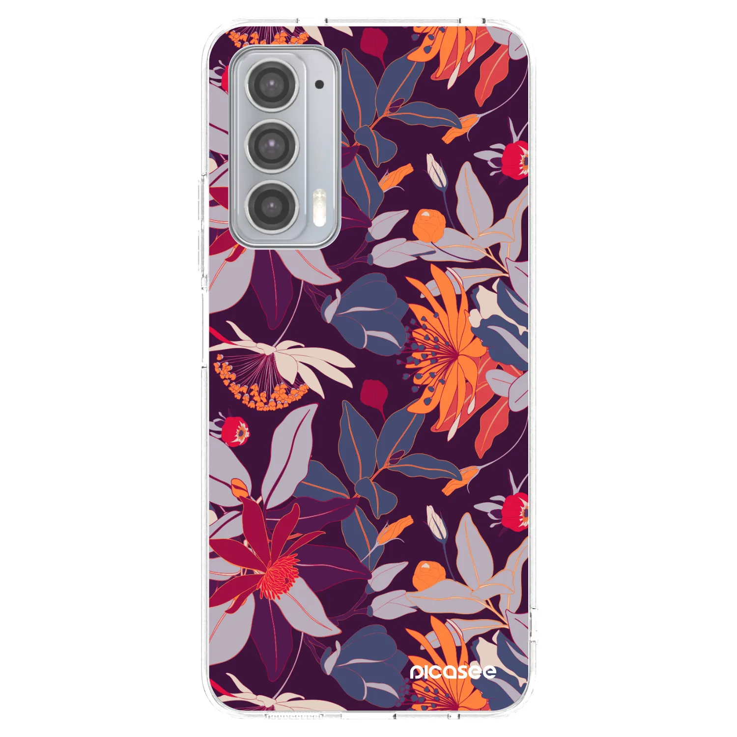 Picasee silikonový průhledný obal pro Motorola Edge 20 - Purple Leaf