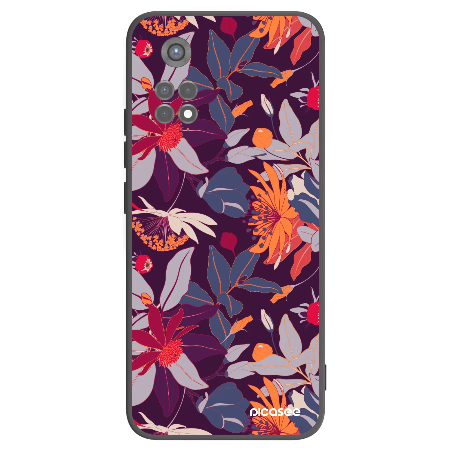 Picasee silikonový černý obal pro Xiaomi Redmi Note 11S 5G - Purple Leaf