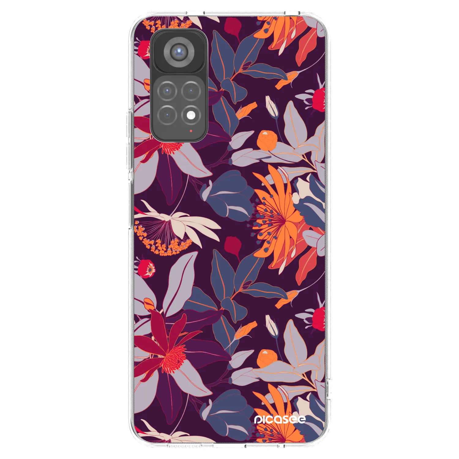 Picasee silikonový průhledný obal pro Xiaomi Redmi Note 11S 5G - Purple Leaf